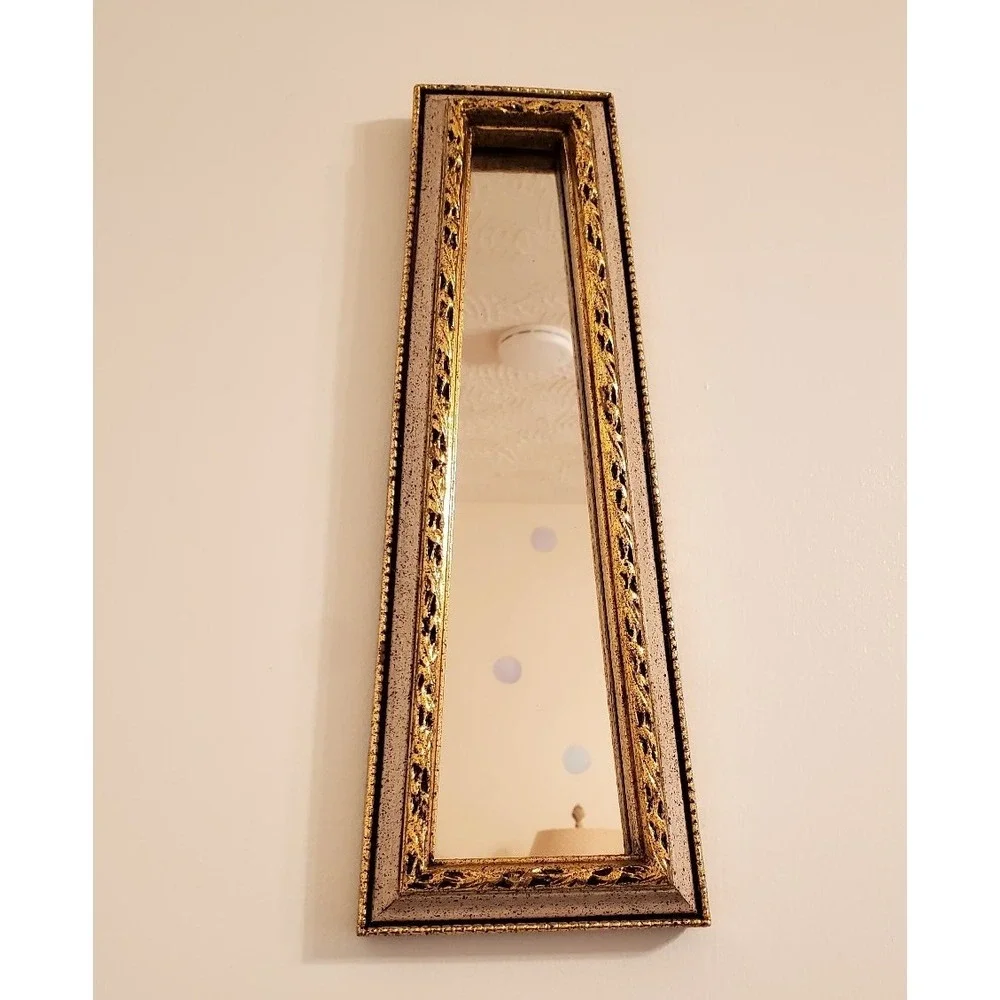Vintage E.A. Riba Co. Gold Keyhole Mirror - Mid-Century Brooklyn NY Accent